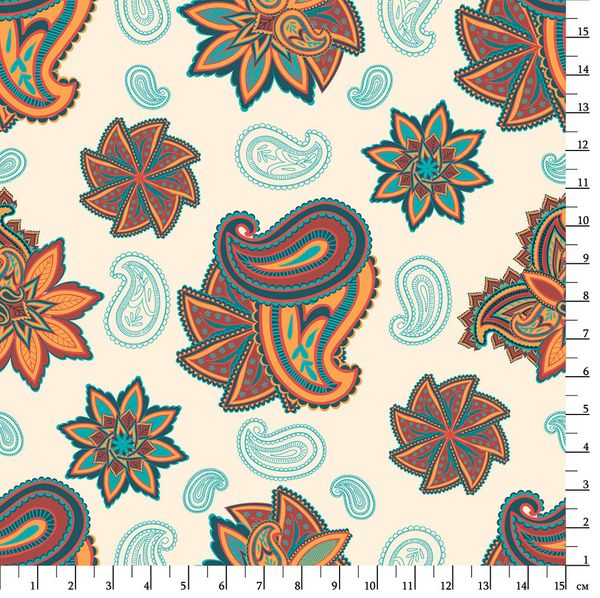 Ткань для пэчворка Peppy Сказочный восток, рулон 112 см / 5 метров, СВ-13 белый, Peppy