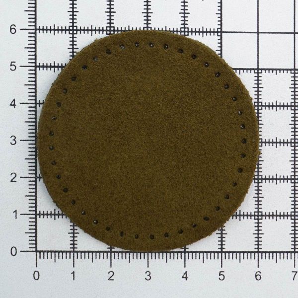 Заплатки пришивные из замши, круг ⌀6см с перфорацией, 2 шт, 100% кожа, 33 хаки, 59111