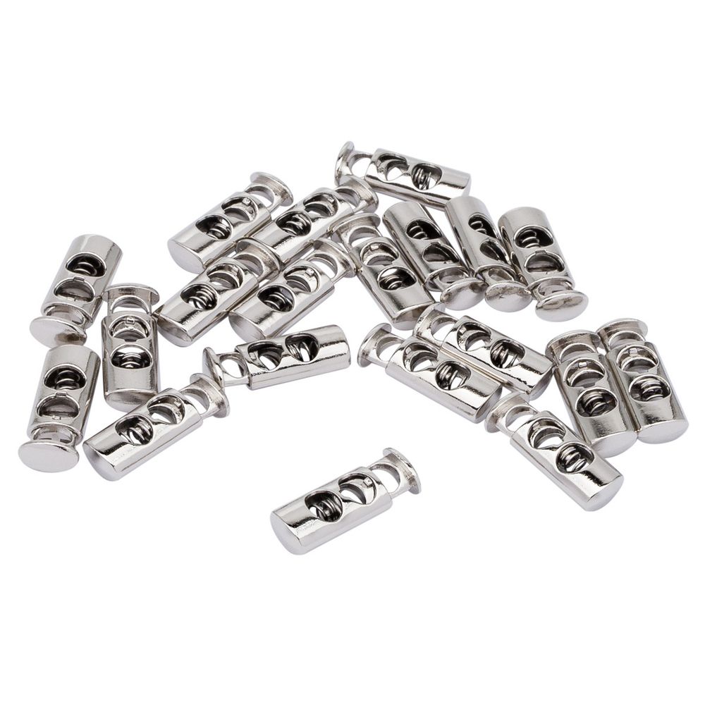 Фиксатор (зажим) для шнура металл 2 отв. ⌀4,4 мм, 23х8 мм, металл (никель), 20 шт