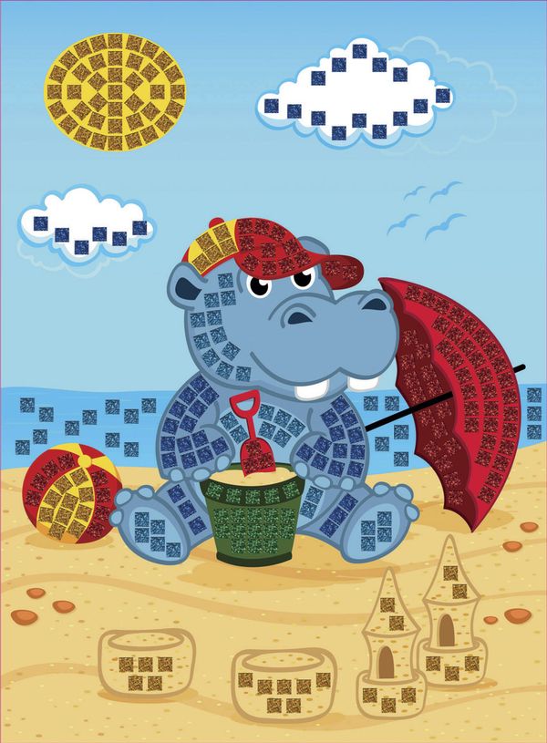 Мозаика 19.5х26.5 см, №08 Бегемот, Hobbius MDS-07