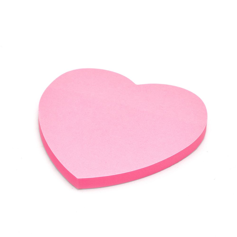 Бумажный блок для заметок фигурный Сердце неон розовая 50 л, LAMARK0140-PK, 12 шт