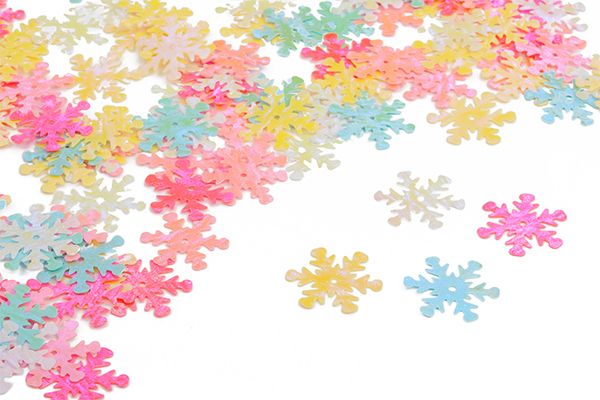 Пайетки плоские 18 мм, TBY-FLK524, цв.ассорти Снежинки, уп.50г