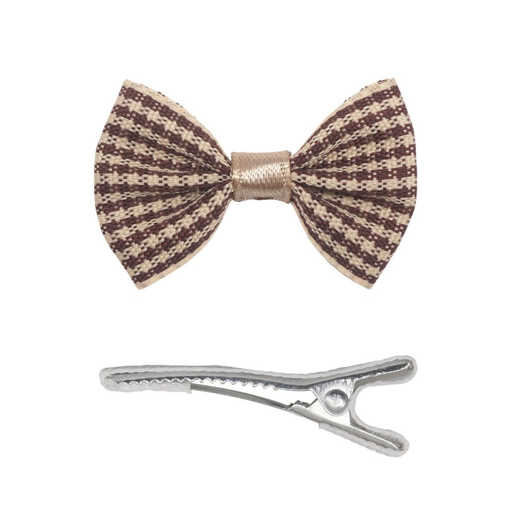 Набор Б-001 мини бантик+заколка 33мм/35мм (коричневый/белый) 29352