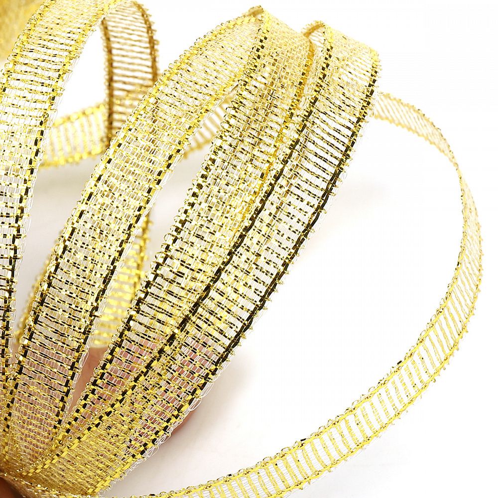 Лента металлизированная 6.0 мм / 22.85±1 метра, цв. золото, Magic4Hobby, упак. 5 шт