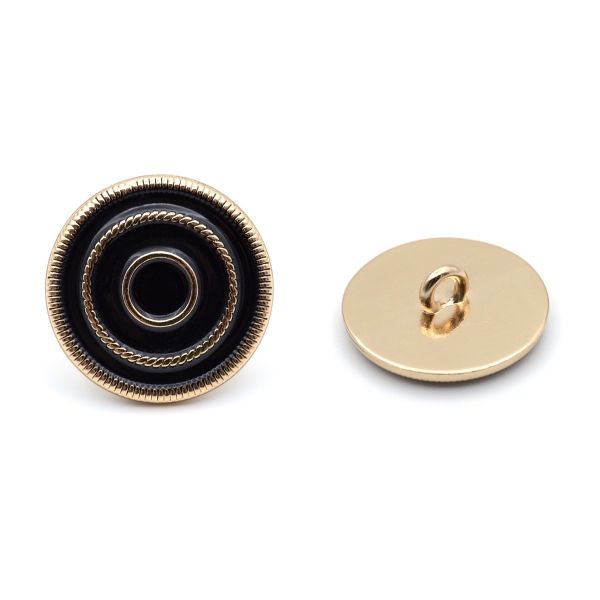 Пуговицы на ножке 28L (18мм), металл (Black/G черный с золотом), 36 шт, ME 644