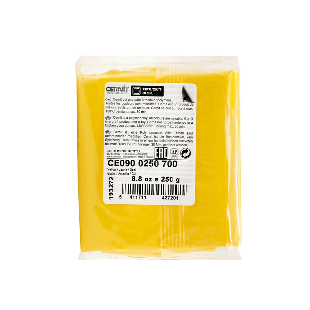 Полимерная глина Cernit №1 запекаемая, классическая 250гр, 700 желтый