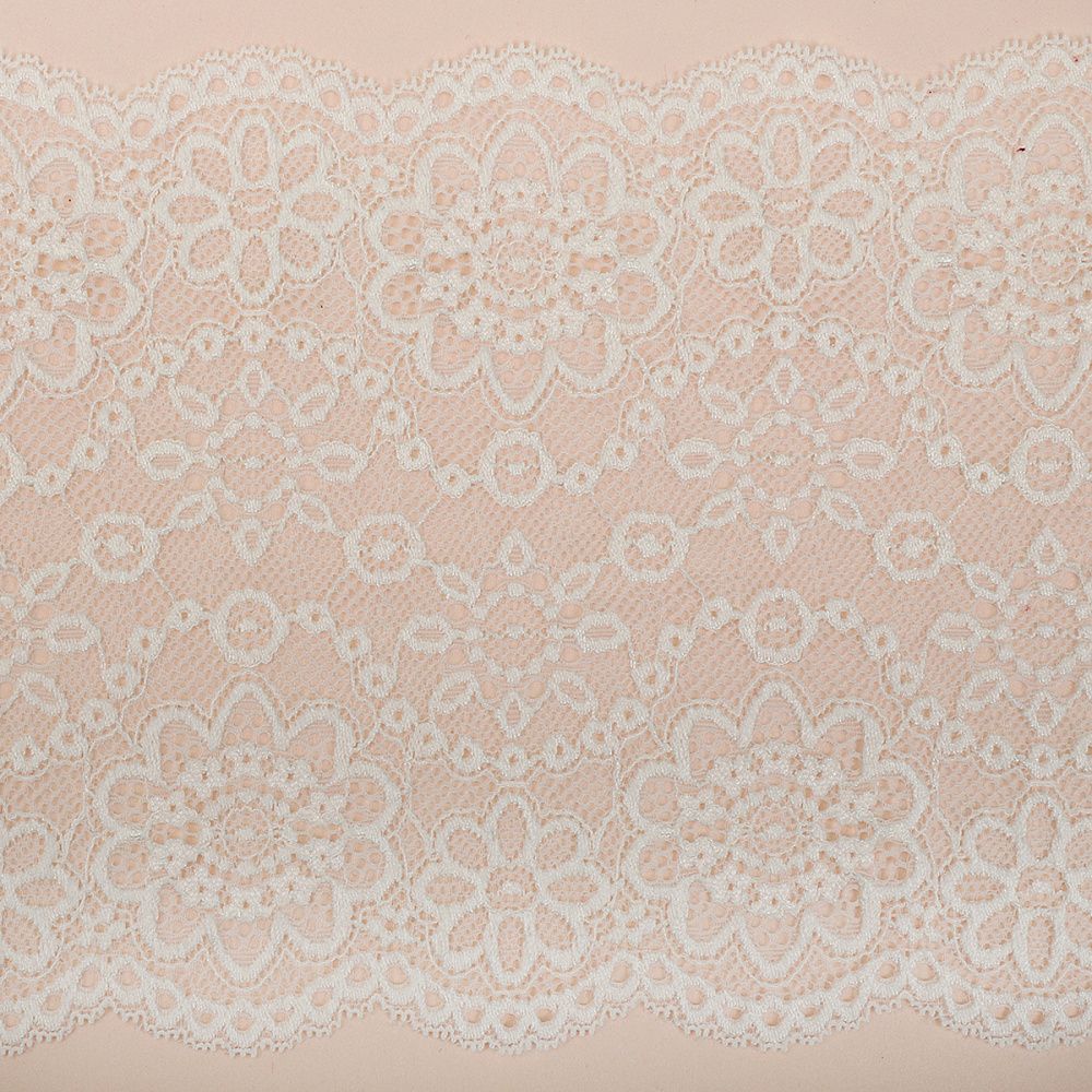 Кружево бельевое эластичное 185 мм / 25 м, 245, цв.004 сумрачно-белый, Kruzhevo