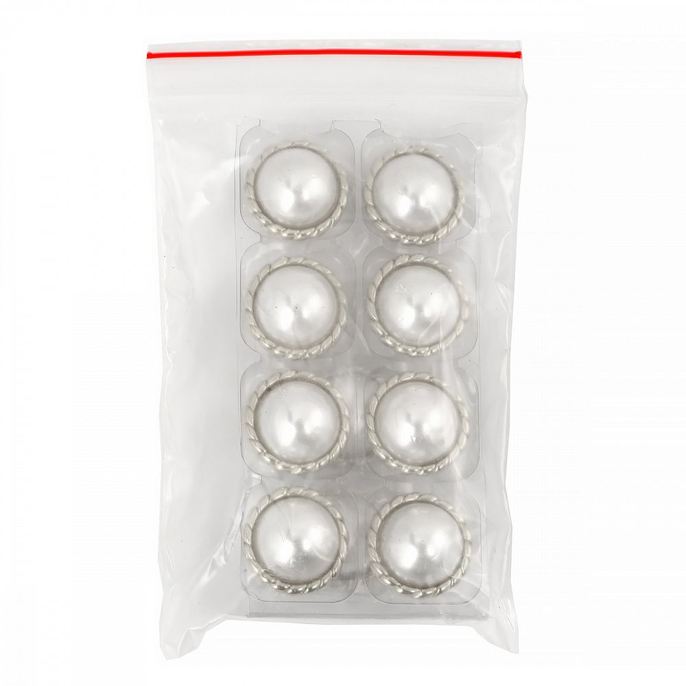 Пуговицы на ножке металлические 36L=23мм, С-MP30 цв.серебро/перламутр, 10 шт