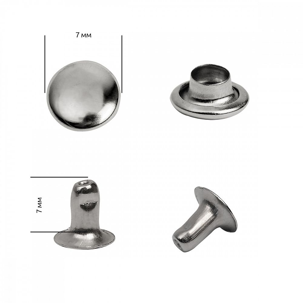 Хольнитены односторонние сталь 7х7 мм, №33, TBY.5107 цв. никель уп. 1000 шт, TBY