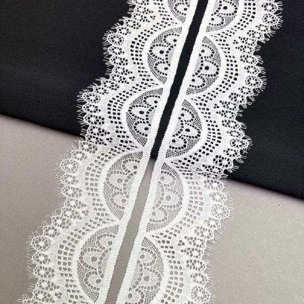 Кружево эластичное (стрейч) 60 мм / 2.7 метра, C501 белый, QYE-021