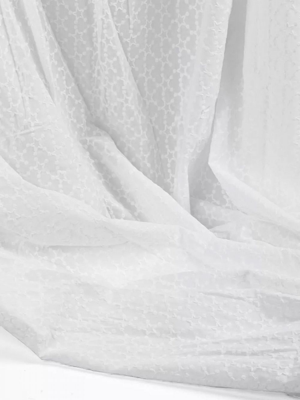 Ткань шитьё (прошва) 100 г/м², 150 см / 2 метра, TBY.Emb.8228.1.2, цв.01 белый