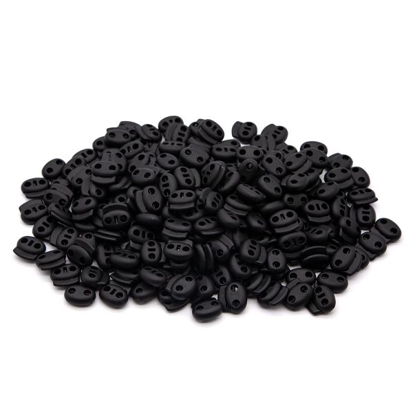 Фиксатор (зажим) для шнура пластик 2 отв., ⌀4.5 мм, 20х18 мм, плоский, черный, 200 шт