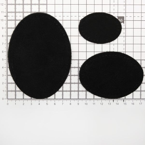 Набор заплаток пришивных из замши, овал 4х5,5см, 6х8,2см, 8х10,9см, с перфорацией, 3 шт (20 черный), 59404