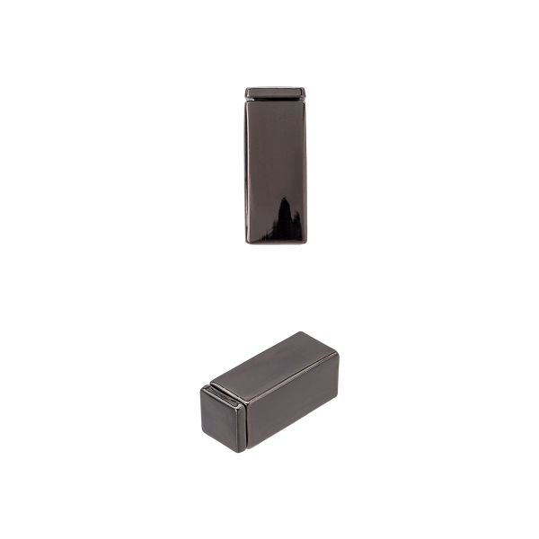 Наконечник для шнура металл 8х20 мм, отв. 6х6 мм, прямоугольный, черная резина, ГД15471, 10 шт