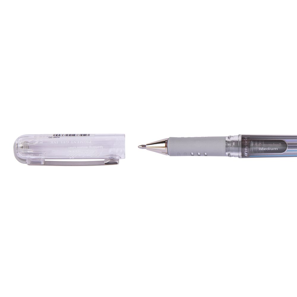 Ручка гелевая с металлическим наконечником Pentel Hybrid Gel Grip DX ⌀1 мм, 12 шт, K230-ZO цвет чернил: серебро