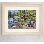 Набор для вышивания нитками Luca-S B2410, Дом Шале у озера, 51х34см