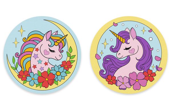 Картина по номерам Фрея PNBM-028, Лунные единорожки, (на магните) 9х9 см