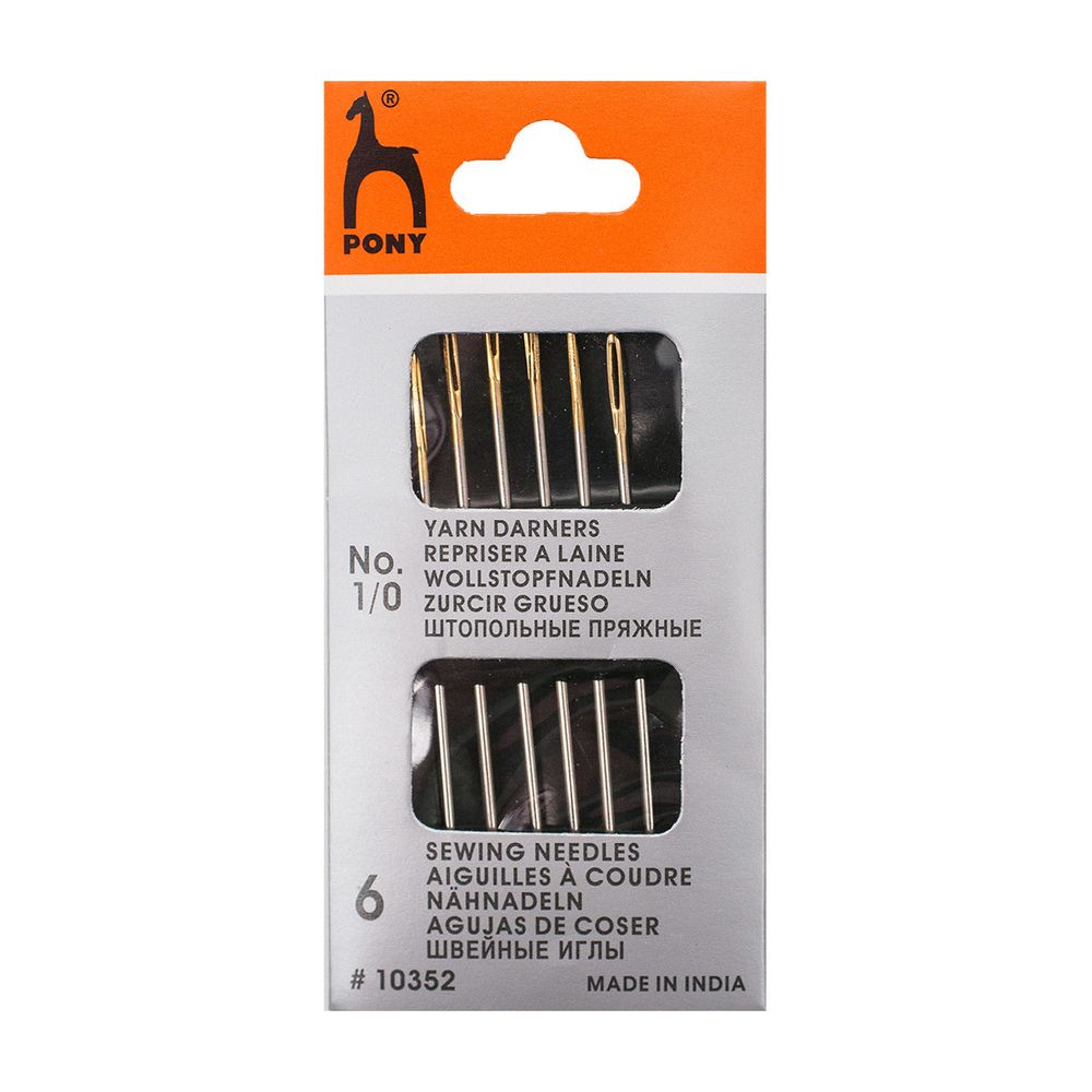 Иглы ручные ремонтные №1/0, 6 шт, Pony