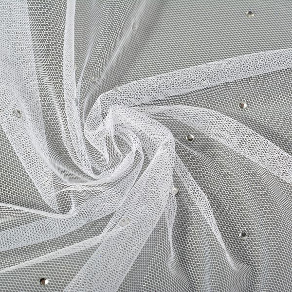 Фатин со стразами 150 см / 15 метров, 231.1-14, цв.белый