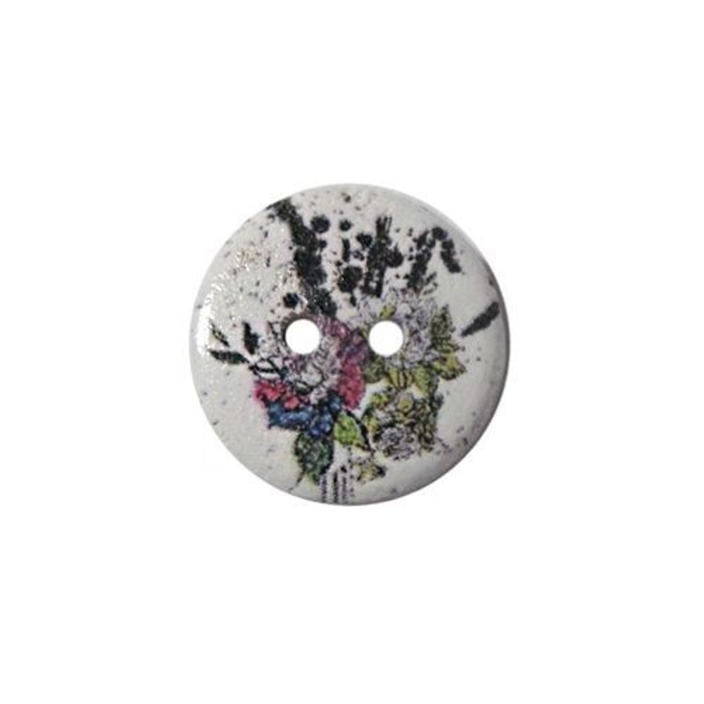 Пуговицы дерево декоративные Цветы 15мм (цвет 55), 100 шт