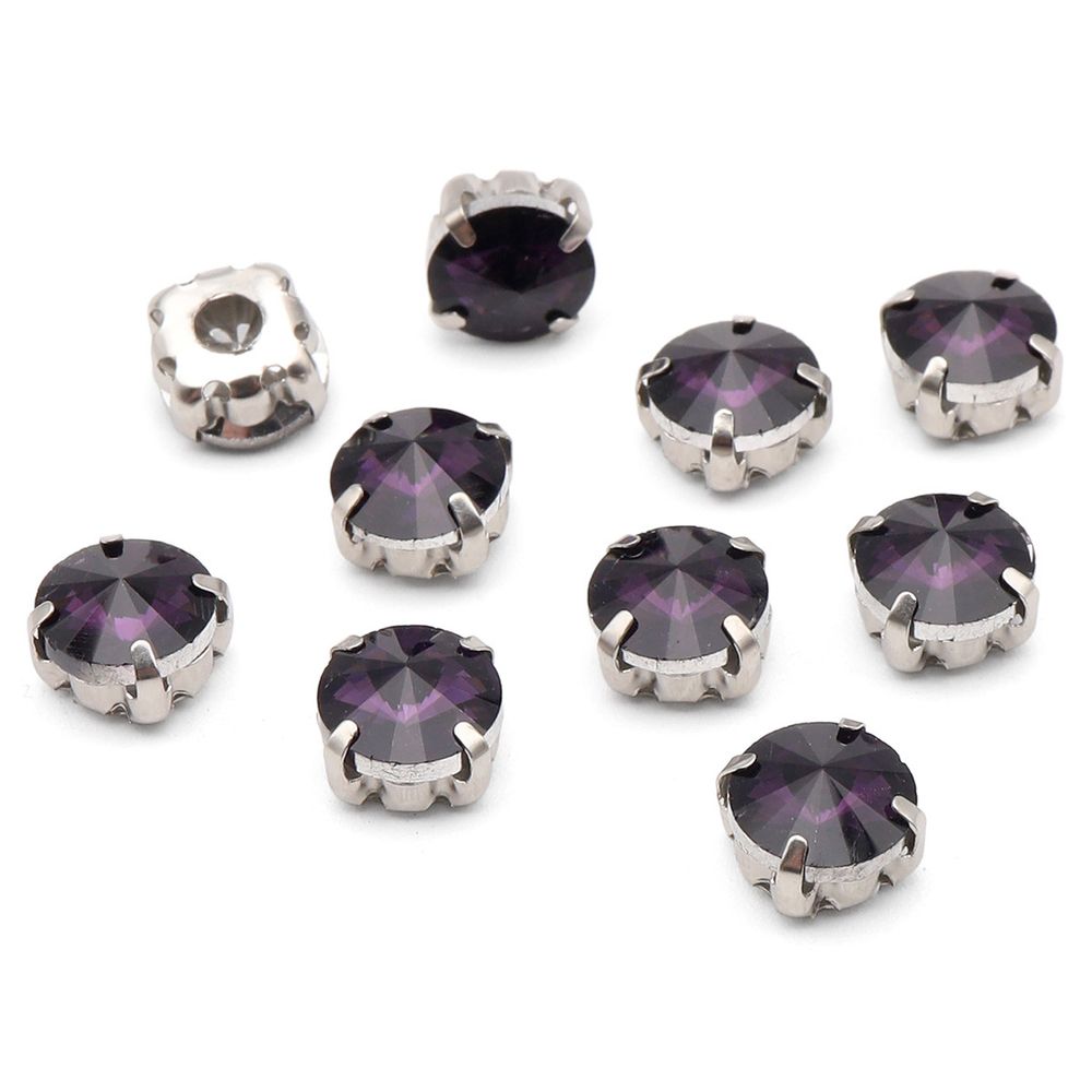 Хрустальные стразы в цапах круглой формы, фиолетовый 8 мм, 10 шт. Astra&Craft, РЦ012НН8