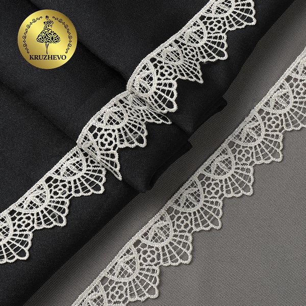 Кружево гипюр (плетёное) 30 мм / 13.71 метров, TBY.4GB2502, цв.F102 молочный