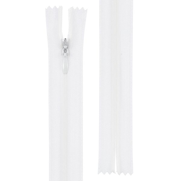 Молния потайная (скрытая) Т3 (3 мм) 1 зам., н/раз., 30 см, пластик, 100 белый, G013P Gamma 10 шт