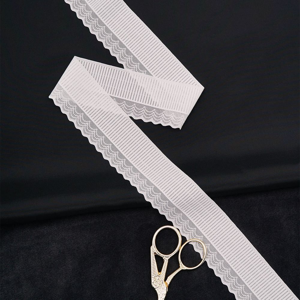 Кружево эластичное (стрейч) 40 мм / 13.72 метра, белый, 3AR3781