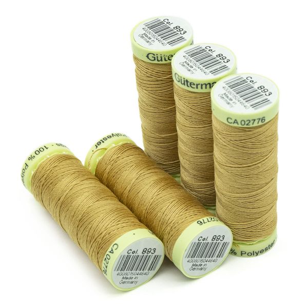 Нитки отделочные Gutermann Top Stitch, 30м, 893 бежево-желтый, 5 катушек