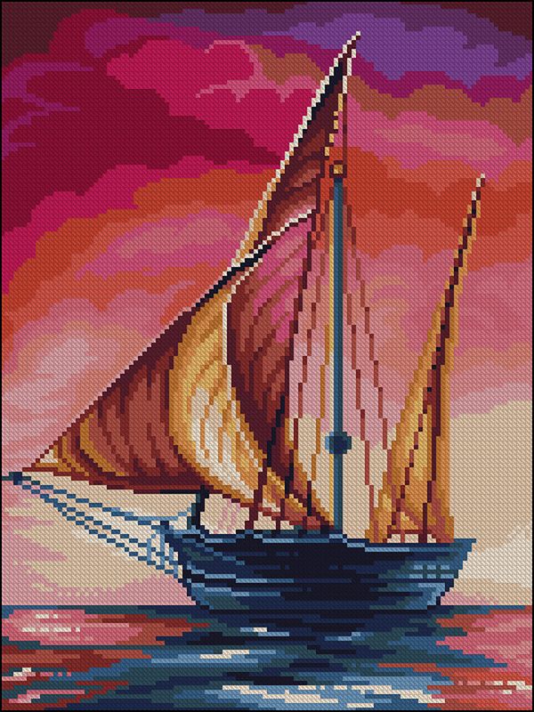 Алмазная (кристальная) мозаика Фрея, Розовый закат, 30х40 см