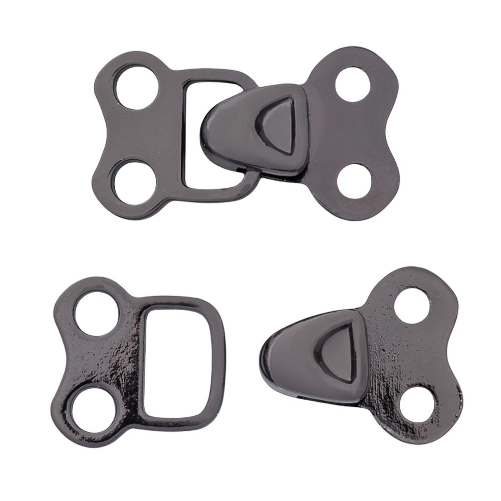 Крючки пришивные декоративные 14х24 мм, pewter, олово, чер.никель, 12 шт