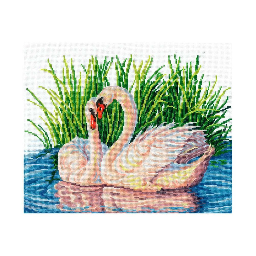 Набор для вышивания нитками Сделай своими руками, Пара лебедей 26х19,5 см