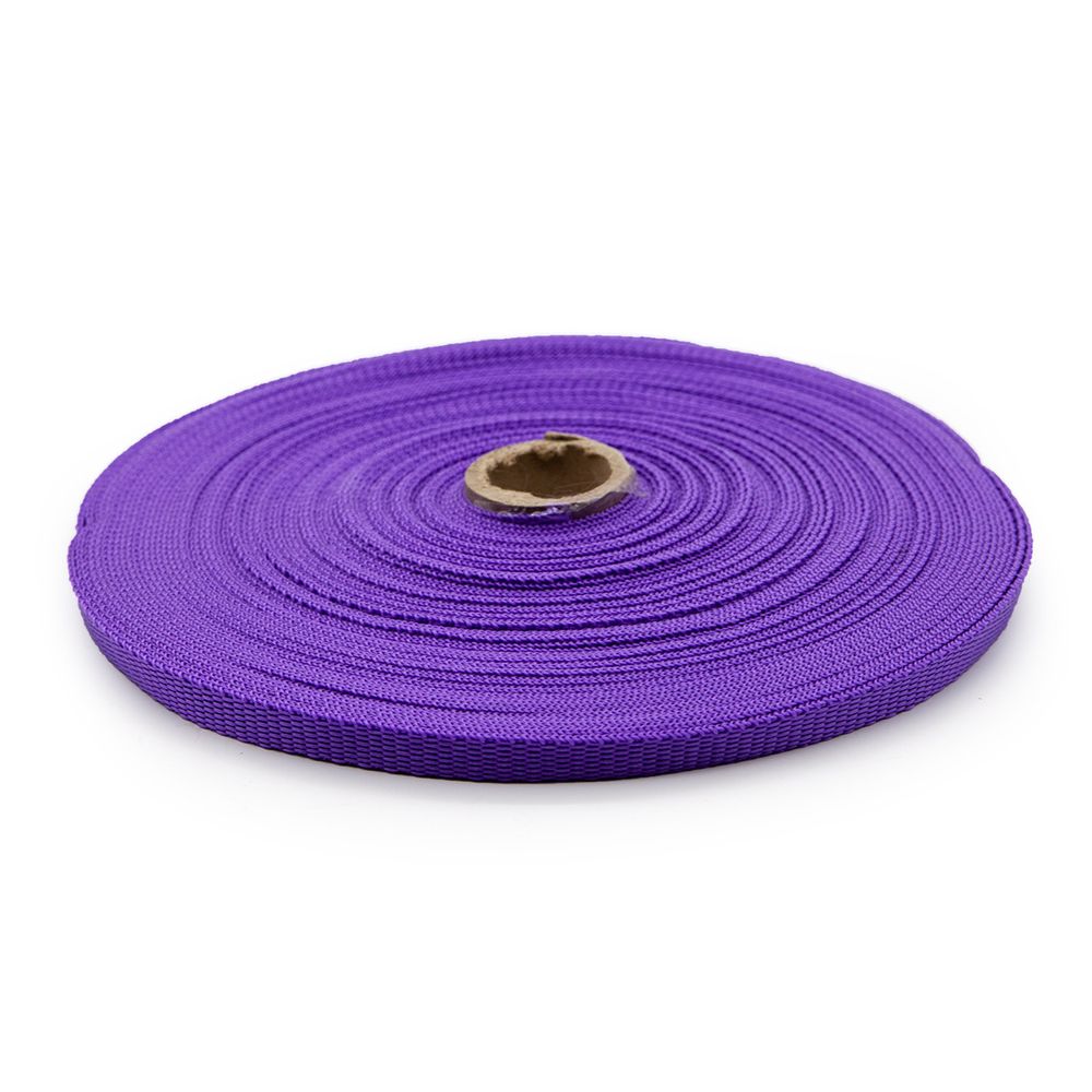 Стропа (ременная лента) 10 мм / 25 метров, толщ. 1.0 мм, [5.5 г/пог.м], 100% п/п, 19 фиолетовый /TOS/