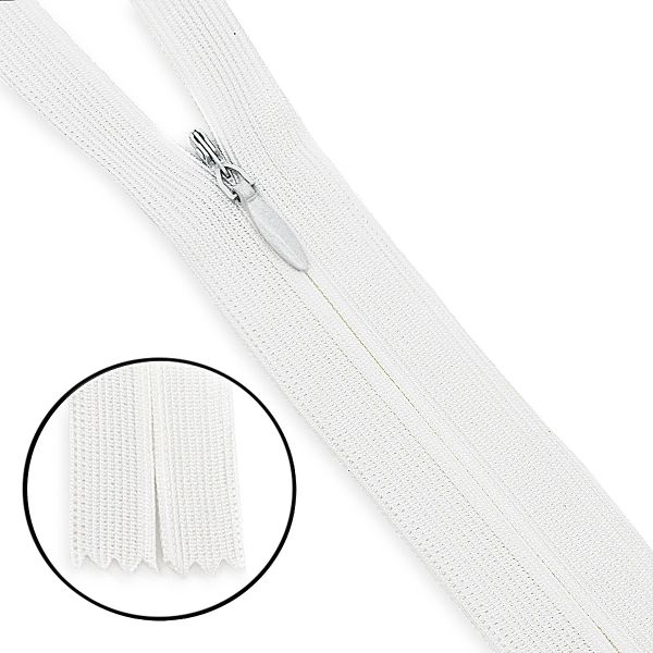 Молния потайная (скрытая) Т3 (3 мм) 1 зам., н/раз., 20 см, нейлон, F102 молочный, 10 шт