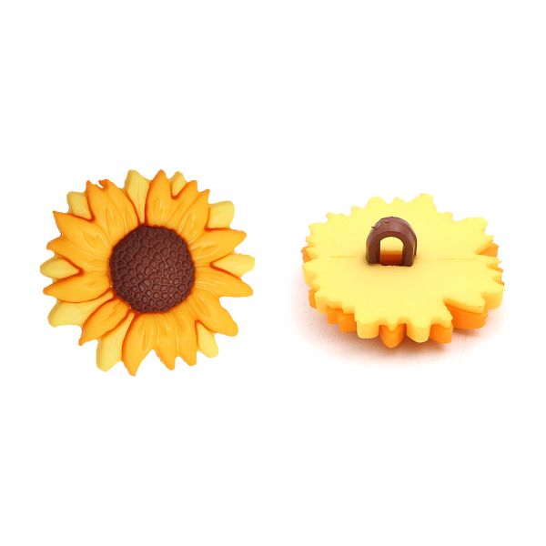 Украшения пуговицы декоративные фигурки Подсолнухи пластик, 6 штак, Dress It Up