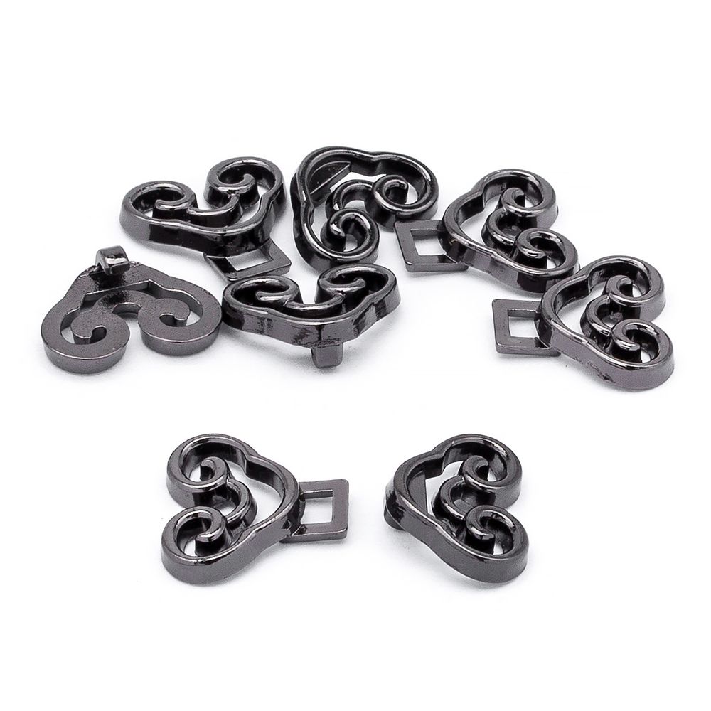 Крючки пришивные декоративные 24х15 мм, олово (чер.никель)), 6 шт