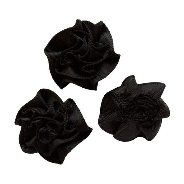 Цветочки пришивные 2,5 см, 4 шт, 030 черный