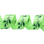 Лента атласная с рисунком 45.0 мм / 22.5±1 метров, Ягодная ветвь, зеленый, Globus