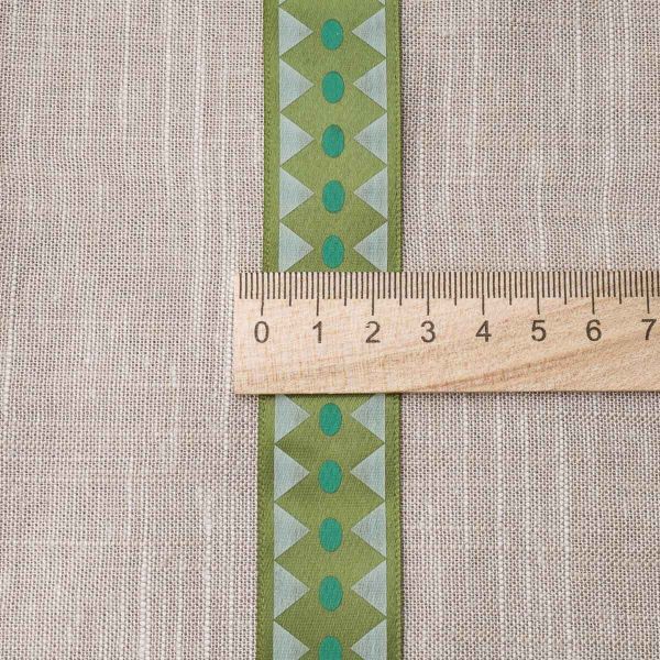 Лента атласная с рисунком Ромбы 25.0 мм / 22.5±1 метров, зеленый, Globus