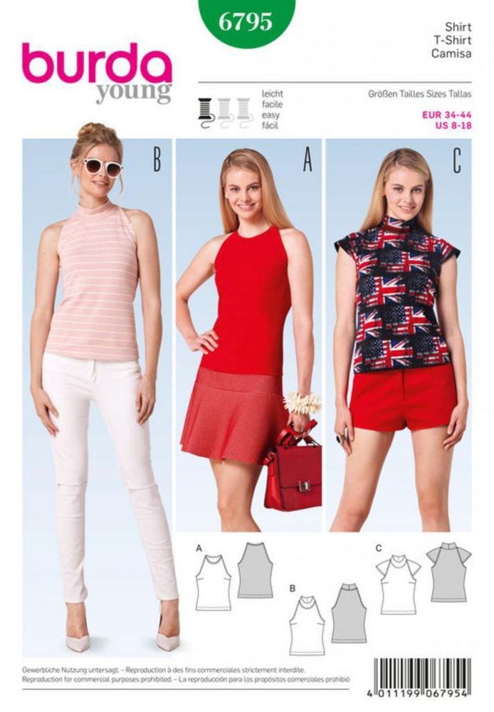 Выкройка женская блуза/топ Burda (Бурда) 6795, 1 шт