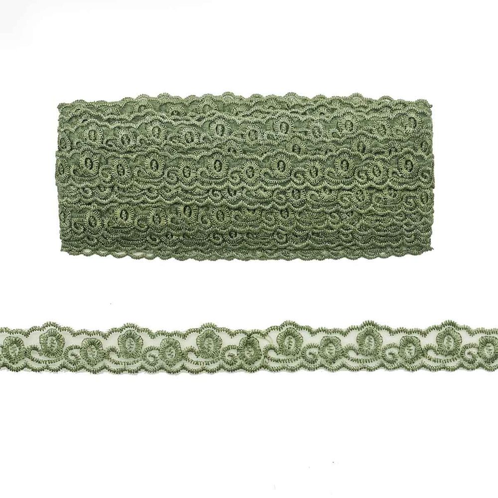 Кружево на сетке 23 мм, 13.71м, цв.097 хаки