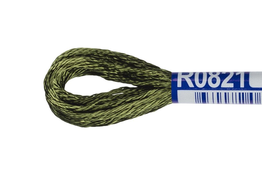 Мулине Gamma вискоза 100%, цв.R0821 хаки, 12 мотков по 8 метров