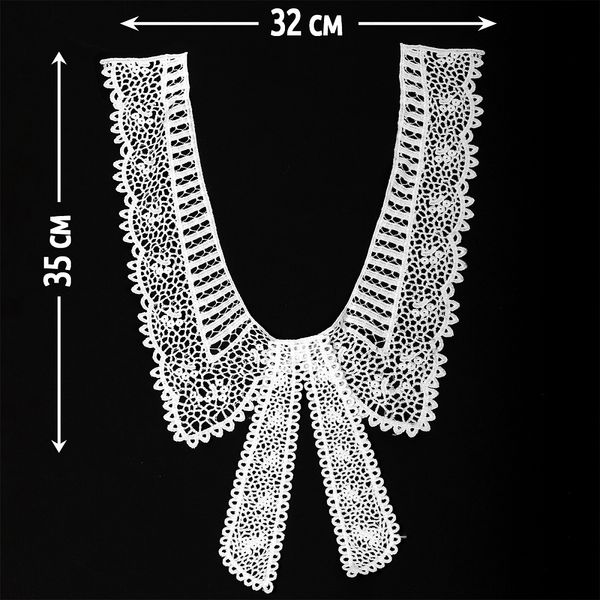 Накладной кружевной воротник 32х35 см, матовая нить Kruzhevo TBY.13/188, цв.белый уп.1шт