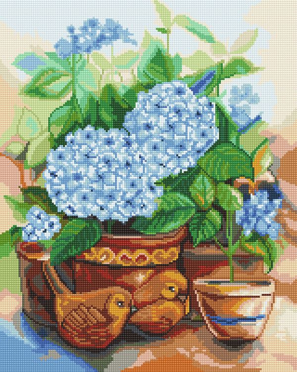 Алмазная (кристальная) мозаика Фрея ALVK №16, Пышная гортензия, 40х50 см