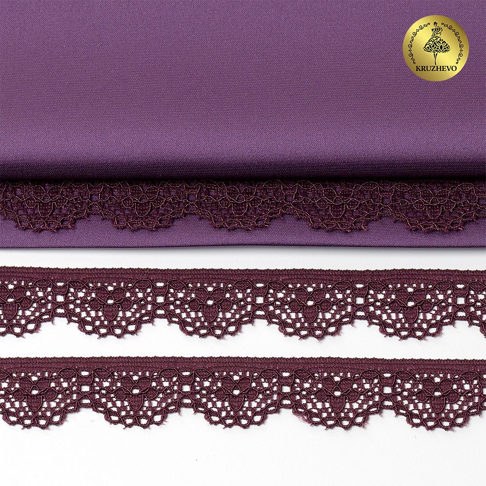 Кружево эластичное (стрейч) 15 мм 8031, цв.S254 сливовое вино уп.50м, Kruzhevo