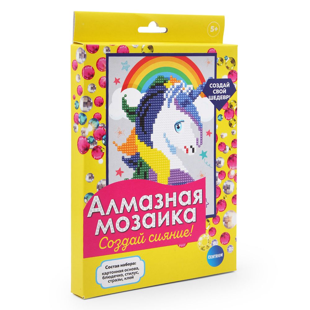 Алмазная (кристальная) мозаика Centrum, Единорог, 20х15 см