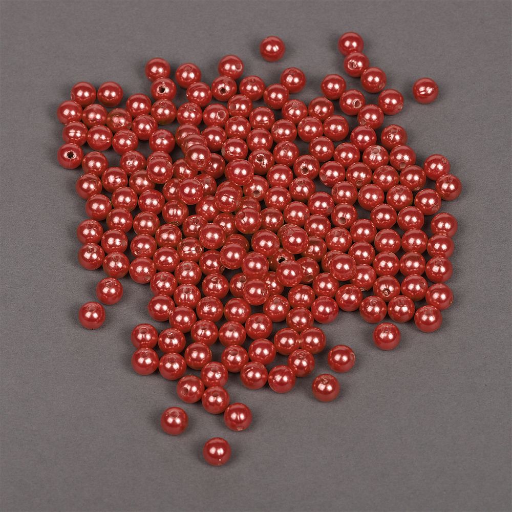 Бусины пластик (перламутр) ⌀8 мм, цв.058 красный уп.50г (213 шт), Magic4Hobby