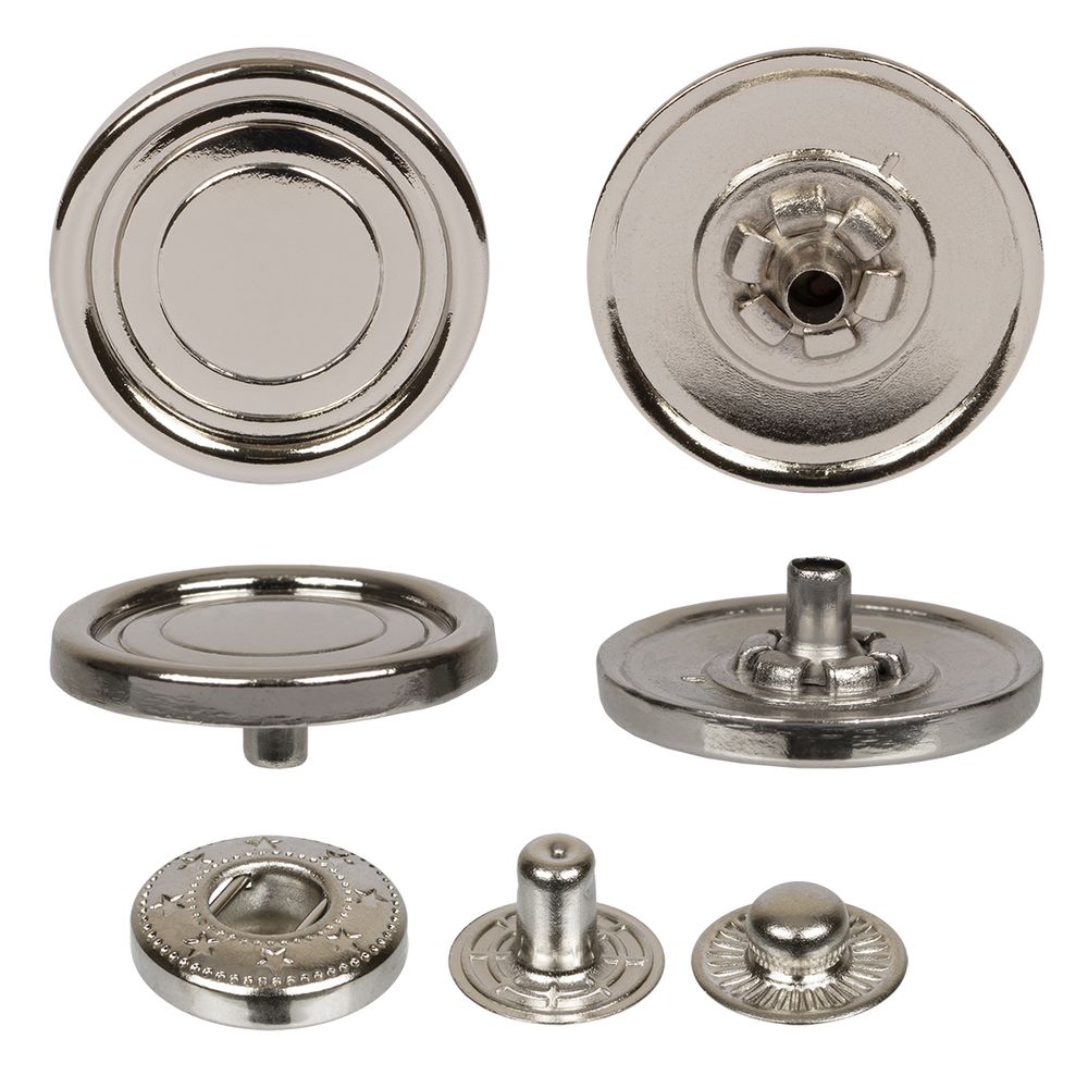 Кнопка Альфа (S-образная) ⌀20.0 мм, 36 шт, металл, нерж., 04 никель, MIKRON JK 014