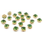 Хрустальные стразы в цапах круглые (золото) зеленый 6х6мм, 20 шт/упак Astra&Craft, ЗЦ015НН66