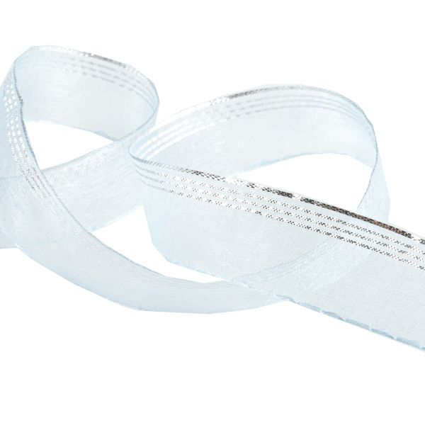 Лента капроновая (органза) 25.0 мм / 25 метров, 088 небесно-голубой/серебро, Blitz ORT-25